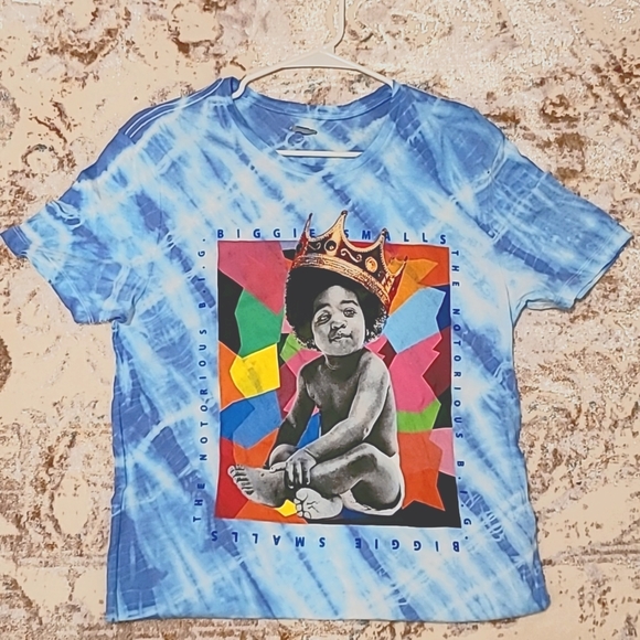 Custom Biggie Smalls Graphic T with Royal Blue Tie Dye - Picture 7 of 8